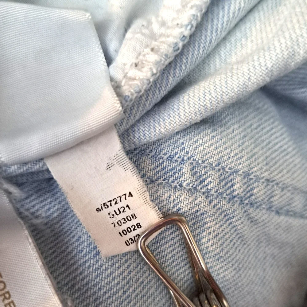 LOFT Paperbag Waist Jeans Women Blue Light Wash High Rise Button Fly Denim Pants